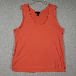 Willi Smith Women's Orange V-Neck Tank Top Size XL Soft Stretch Knit Casual